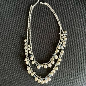Pearl and silver tone necklace